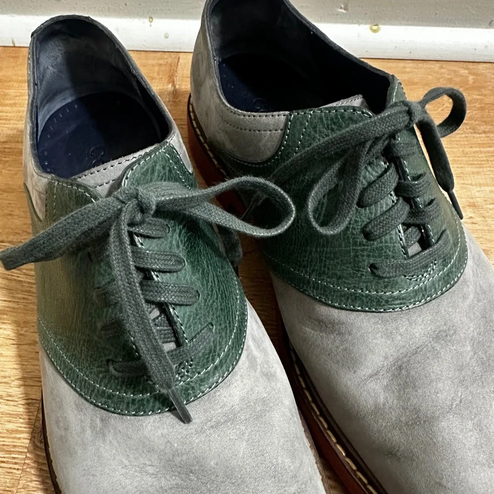 Cole Haan x Nike Air | Men's Saddle Grey Green Suede Leather Oxford Shoes, 10M